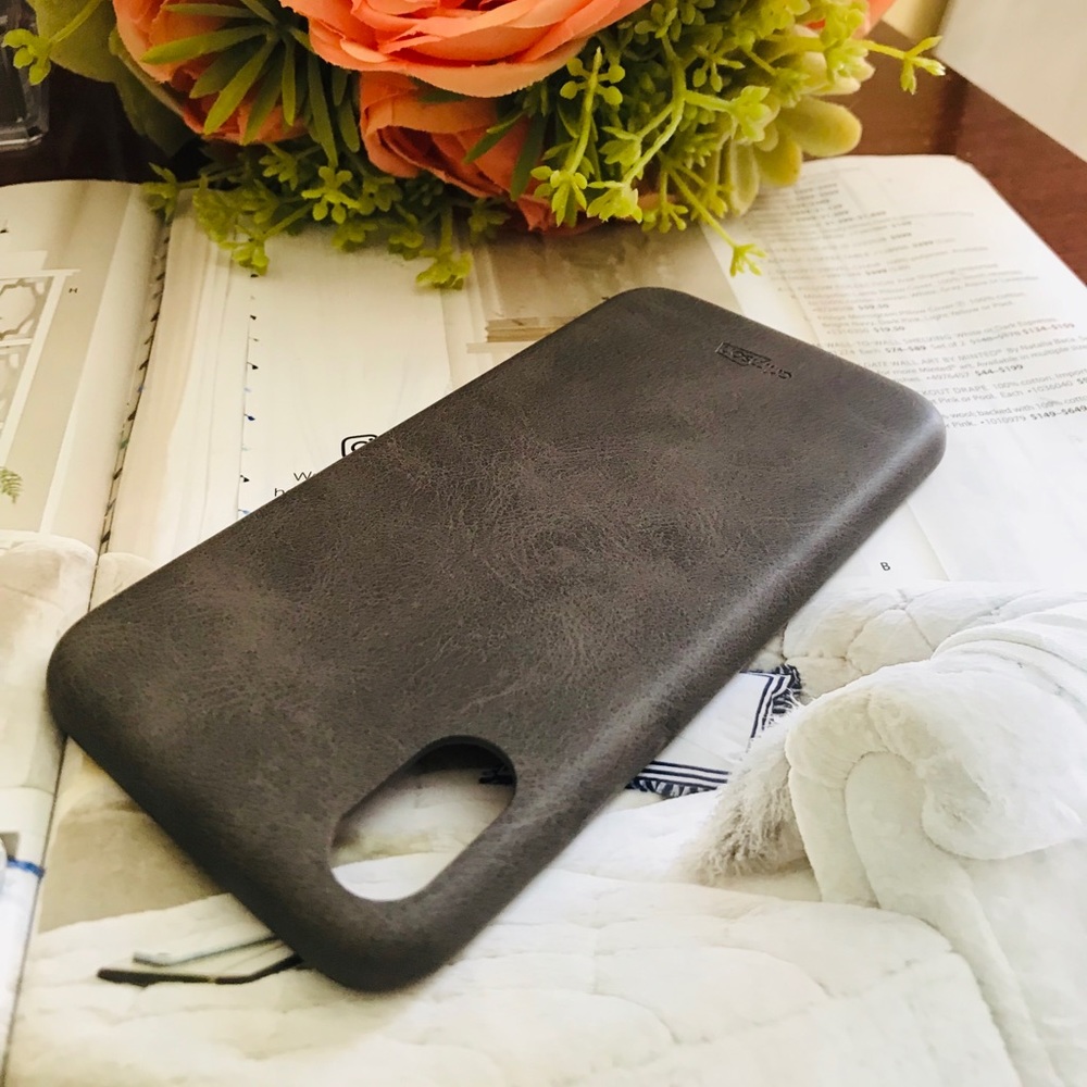 For IphoneX Luxury Leather Case in Dark Brown